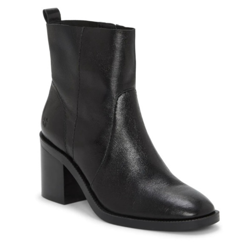 Lucky Brand Women's Stacked Heel Booties in Black Leather Size 7M